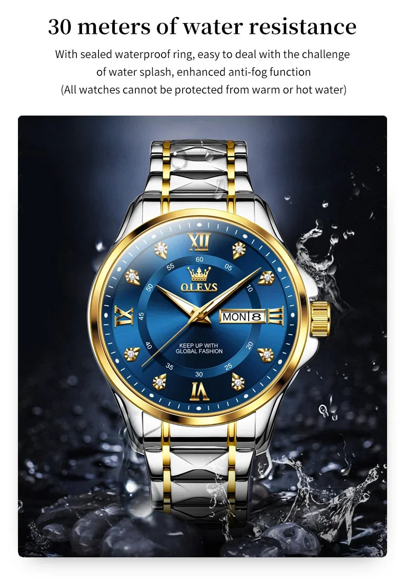 OLEVS 2906 Fashion Date Quartz Couple Watches Top Luxury Watch Men Women Waterproof Stainless Steel Wristwatch