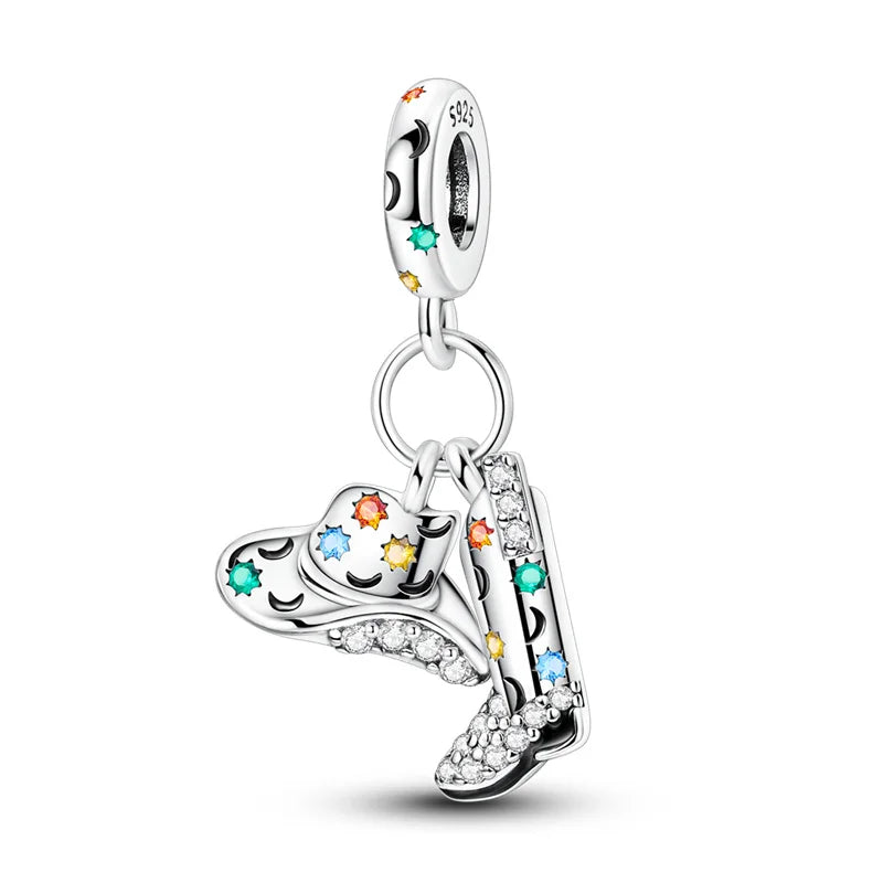 New 925 sterling silver pink green blue flower teapot and teacup bead pendant suitable for original charm bracelet