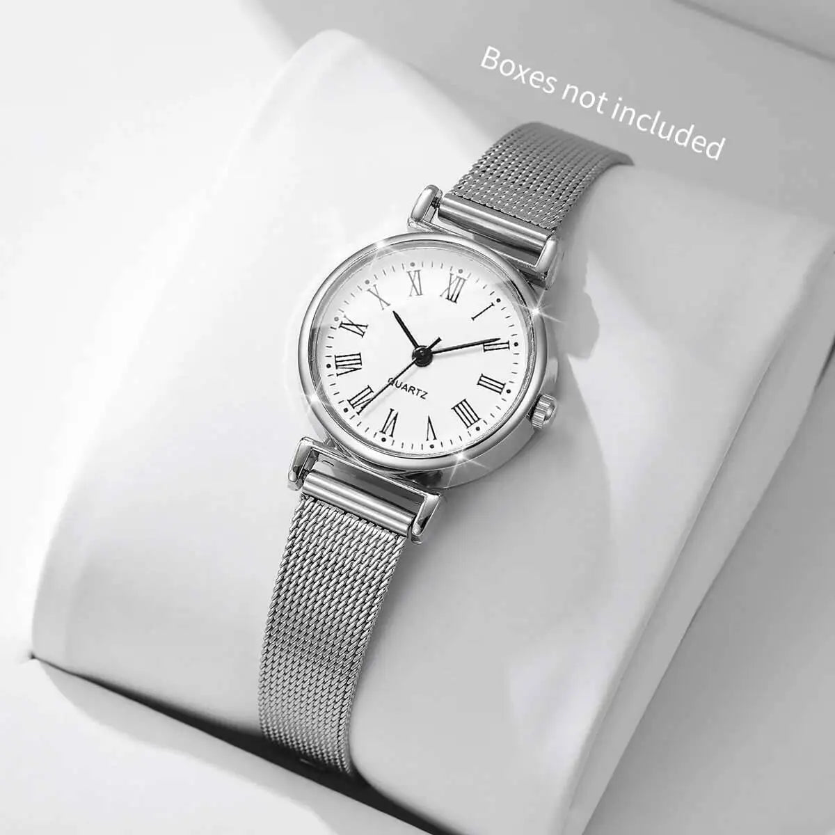 1/2PCS Fashion Women Watches Casual Roma Dial Mesh Band Quartz Wristwatch Reloj Mujer（Without Box）
