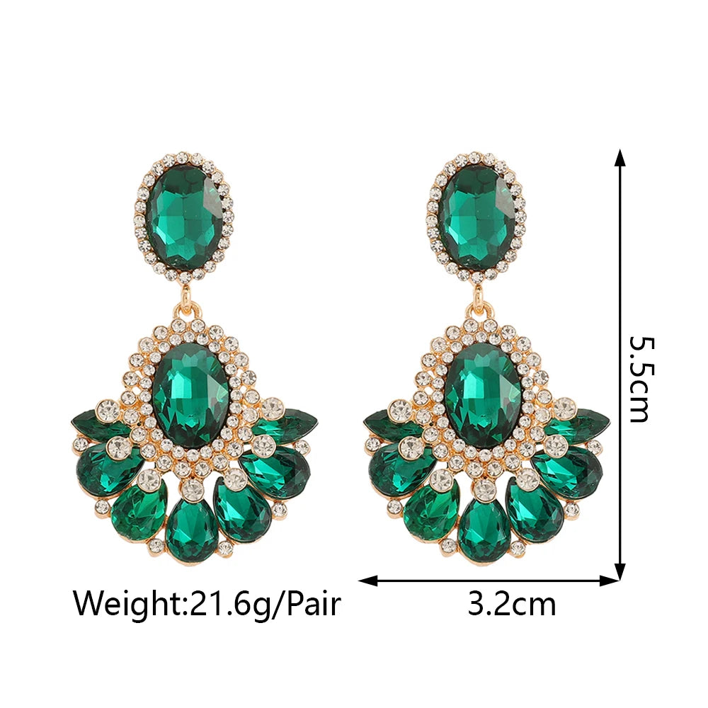 Teardrop Shiny Glass Glamorous Dangle Drop Earrings For Women Luxury Design Chandelier Popular Pendant Statement Jewelry Gift