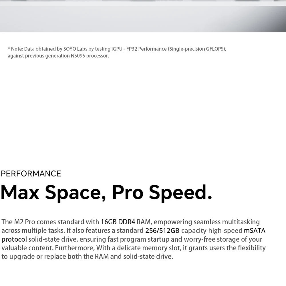 SOYO M2 Pro Portable Mini PC Intel N95 CPU DDR4 8/16GB RAM 256/512G M.2 SSD Windows11 WIFI6 DP for Desktop Office Computers