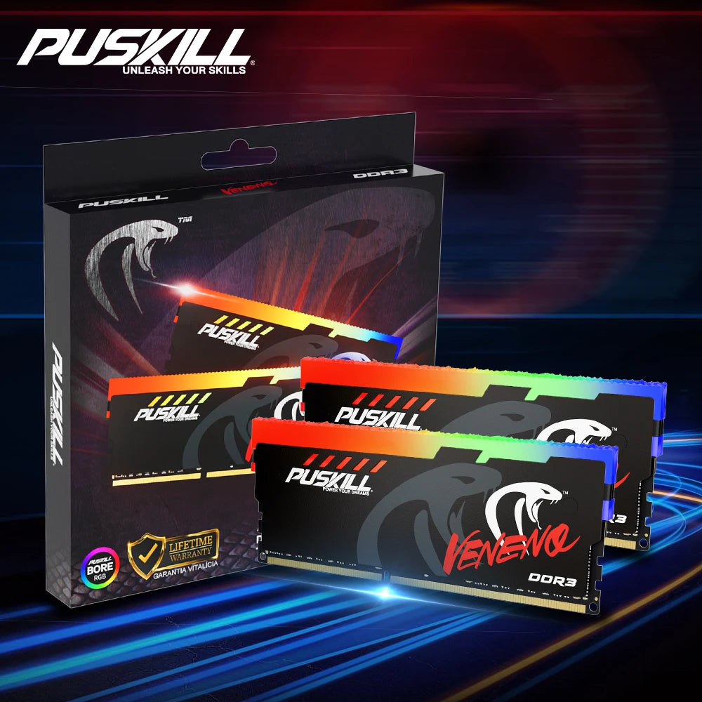 PUSKILL Memoria RAM DDR3 1600MHz 8GBx2 RGB PC3 Dual-Channel Desktop DIMM Memory Rams