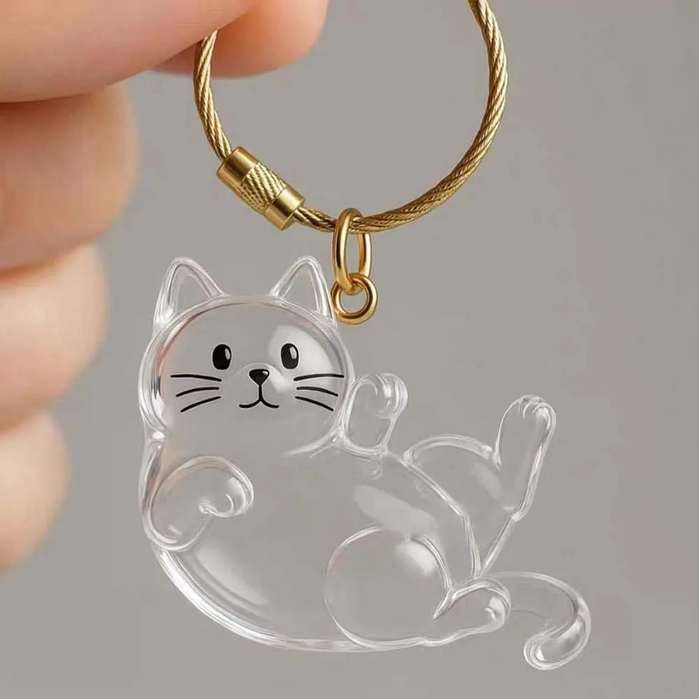 Transparent Acrylic Keychain Cat Hair Storage Capsule Handmade Animal Shaped Rabbit Hair Storage Box Cute Stylish