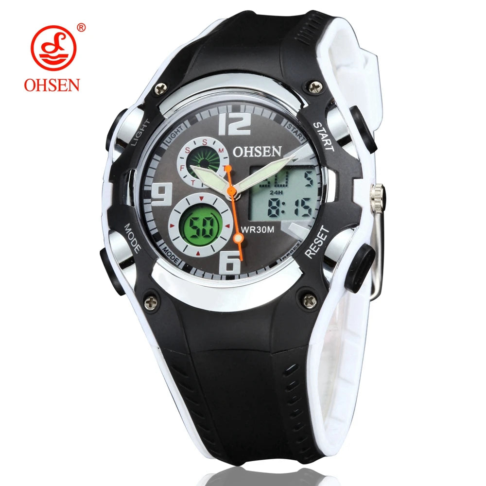 OHSEN Fashion Children Watches Digital LED Analog Watch Boys Girls Quartz Wriwatch Kids Sport Wristwatch Alarm Electronic Clocks