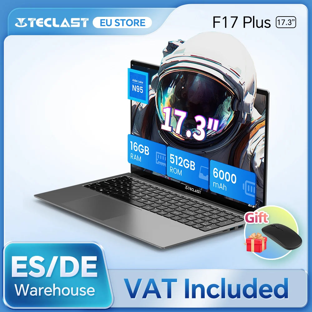 TeclastF17PlusLaptop 17.316GBRAM512GB SSDIntel N95 Windows11ProNotebook180°FlipLaptopsComputerBacklitKeyboardminiHDMIUSB3.2x3