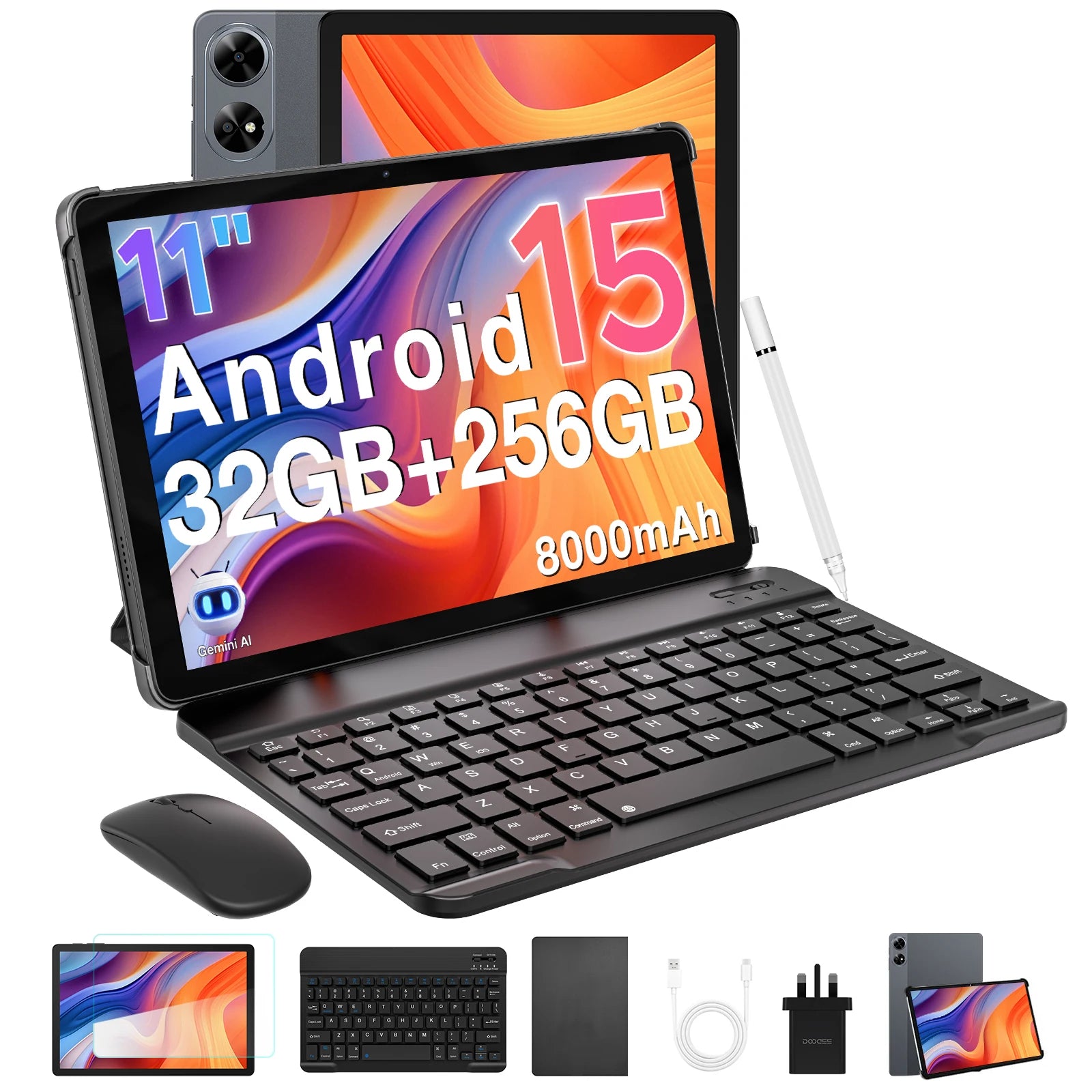 Doogee Tab G6+ 2 in 1 Tablet Pc Android 15 Gemini Ai Dual Speakers 8000Mah Battery 32Gb(8+24) Ram 256Gb Rom Widevine L1 4g Lte