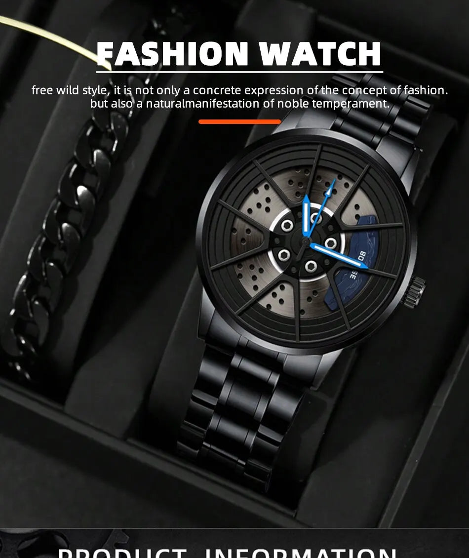 Fashion Mens Watches Luxury Quartz Men Wrist Watch Waterproof Luminous Stainless Steel Watch Bracelet Clock
