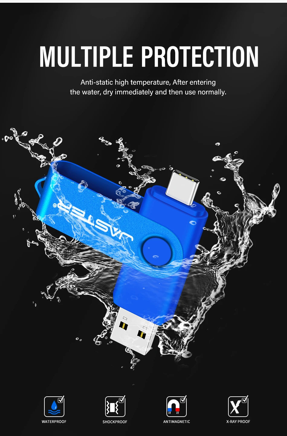 High Speed TYPE-C USB 3.0 Flash Drive 64GB Rotatable OTG Pen Drive 32GB 128GB 256GB Memory Stick for Mobile Phone Black Pendrive