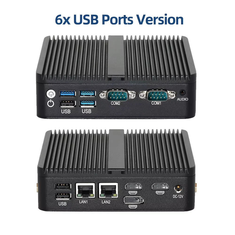 Intel N100 Mini Industrial PC 2x Serial Ports RS232 2x Gigabit Ethernet 2x HDMI 1xDP Support 3 Screens Display Win10/11 Linux