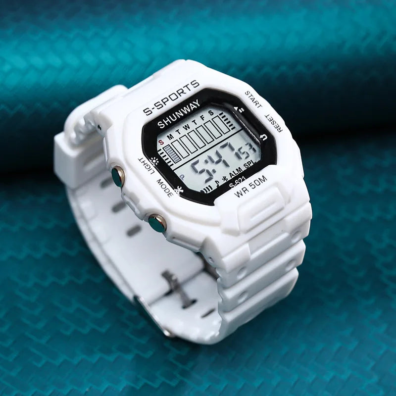 UTHAI Children Boys Girls Student Electronic Watch Macaron Colorful Men and Women Sports Alarm Clock Waterproof Square Watches