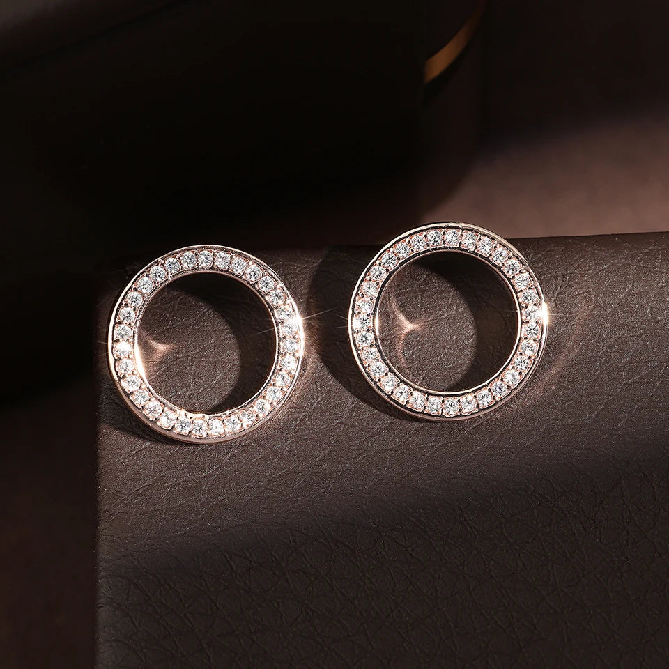 Fashion Ring Inlaid With Zirconium Hollow Stud Earrings For Women 18k Gold Couple Holiday Gift Earrings For Party Daily Jewelry