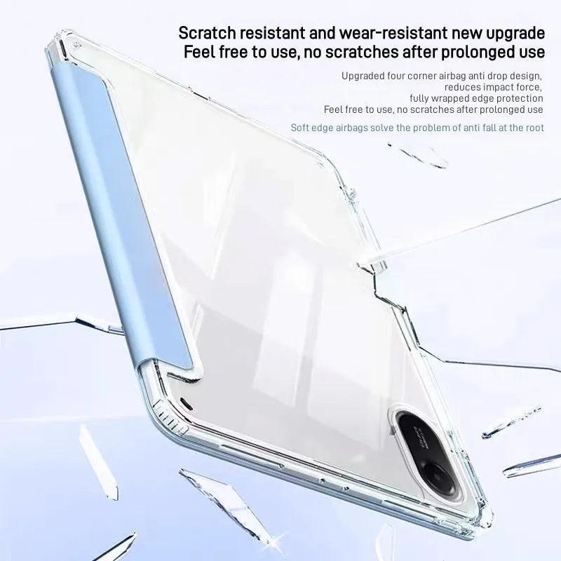 For Xiaomi Redmi Pad 2 2025 Case 11 inch with Pencil Holder Tri-Folding Clear Soft TPU Back Tablet for Redmi Pad 2 2025 Cover
