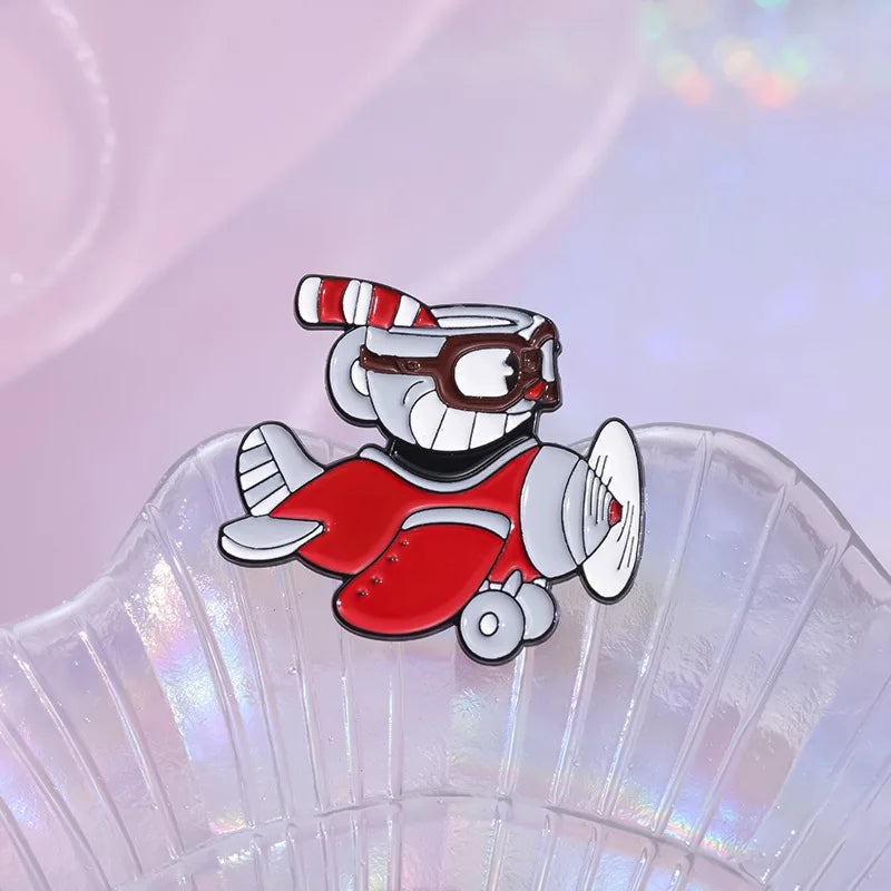 Shooting Game Cup Enamel Pins Creative Cuphead  Fighting Comic Character Lapel Badges Backpack Jewelry Gifts For Friends