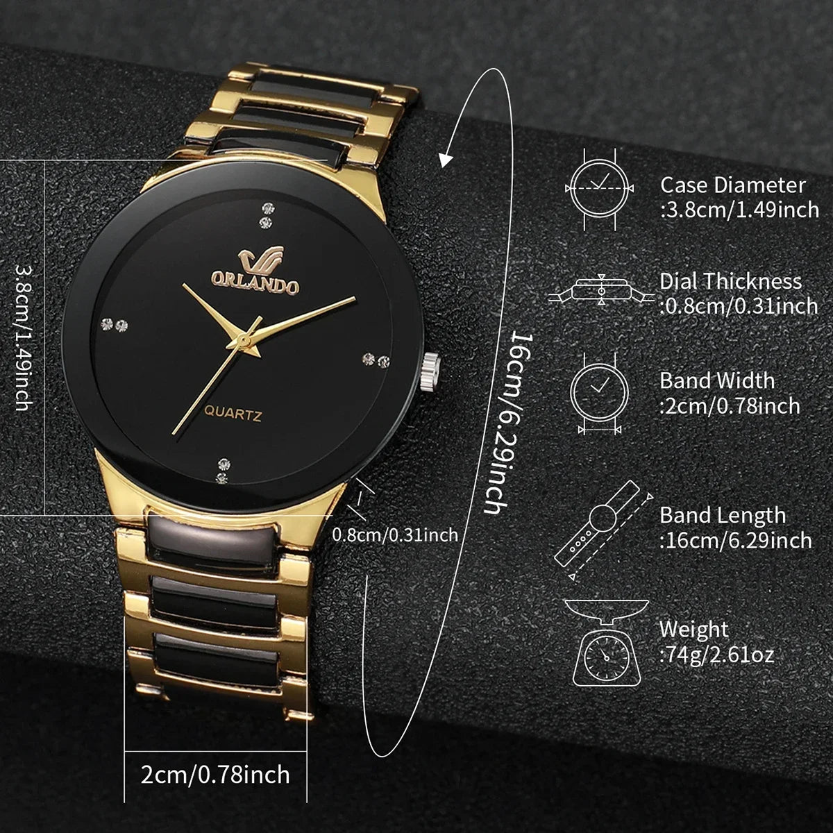 1/2PCS Couple's Watches Fashion Stainless Steel Band Men Women Analog Quartz Watches Set