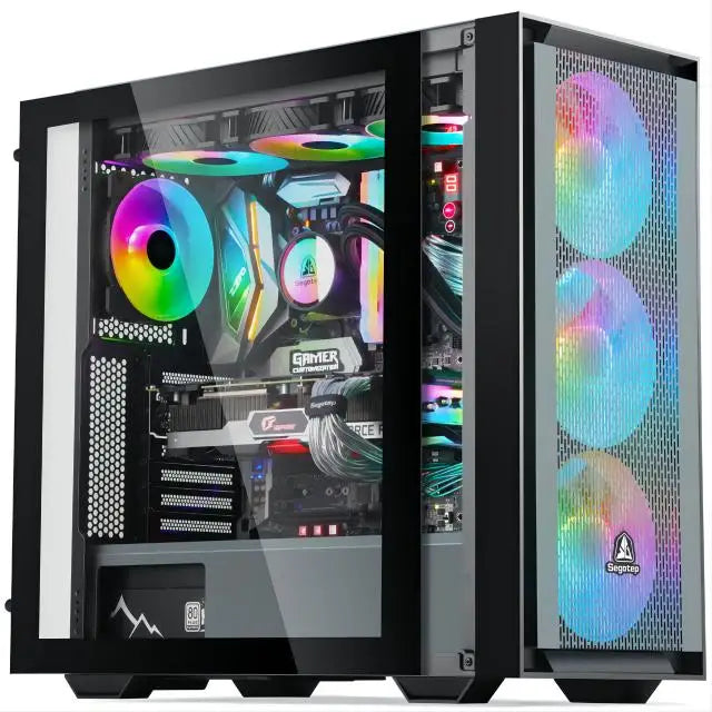AOTESIER Gaming PC core i7 CPU With 16G RAM 256G SSD HD4600 ATX/ITX/M-ATX full view side panel Temper Glass Front pc gamer
