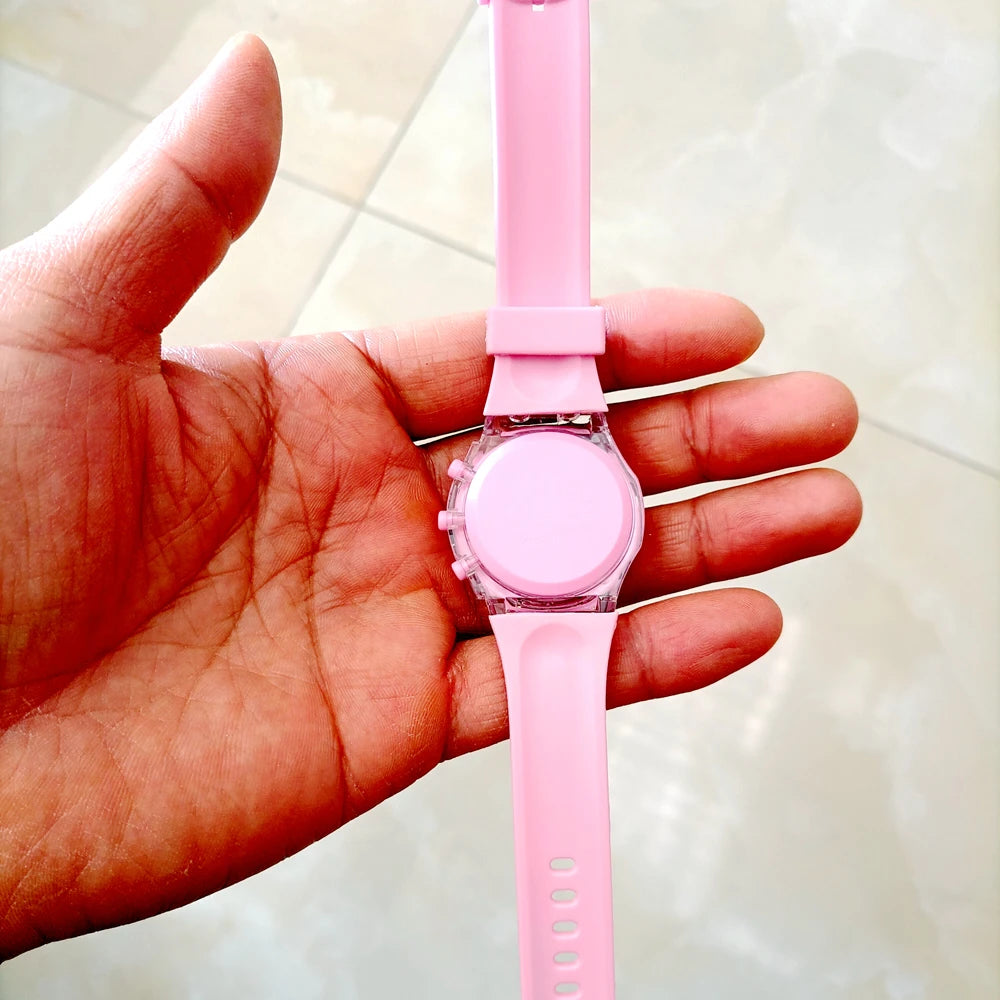 Cartoon Unicorn Collection Rainbow Printed Rubber Girls Kids Children Students Digital Flash Light Glow Up Party Gifts Watches