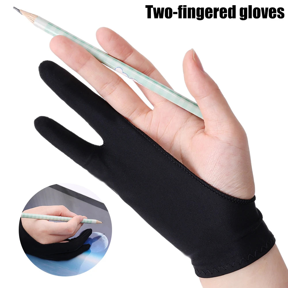 1-4Pcs Two-finger Artist Glove Palm Rejection Tablet Drawing Gloves for iPad Pro Air Graphic Tablet Smudge Guard Painting Gloves