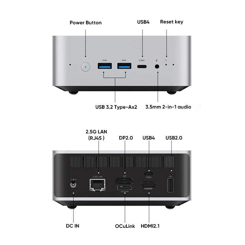 MINISFORUM AI 9 HX 370/R7 255 Mini PC Desktop Computer AMD Radeon 890M Graphics, Copilot Support AI PC Oculink 8K Quad Display
