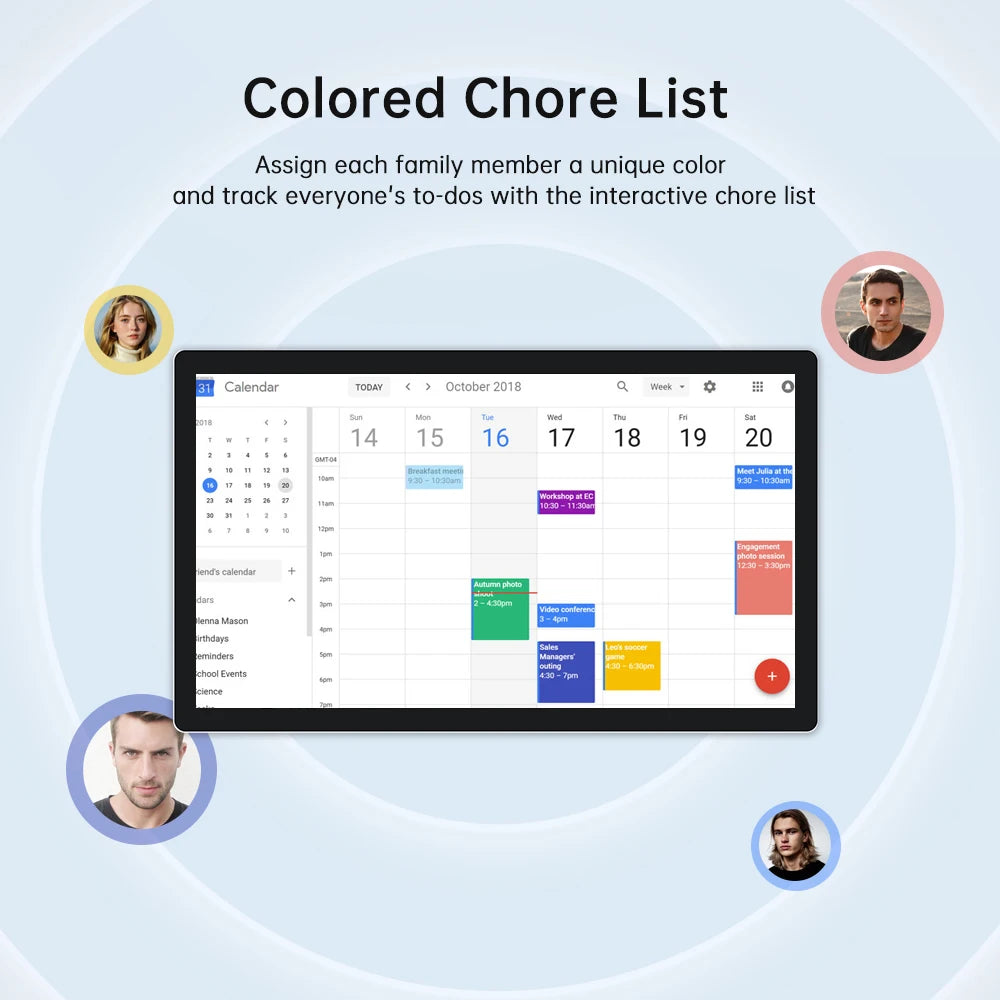 TouchWo 15.6-43 Inch Touchscreen Digital Calendar & Chore Chart, Smart Electronic Calendar for Work & Family Schedule