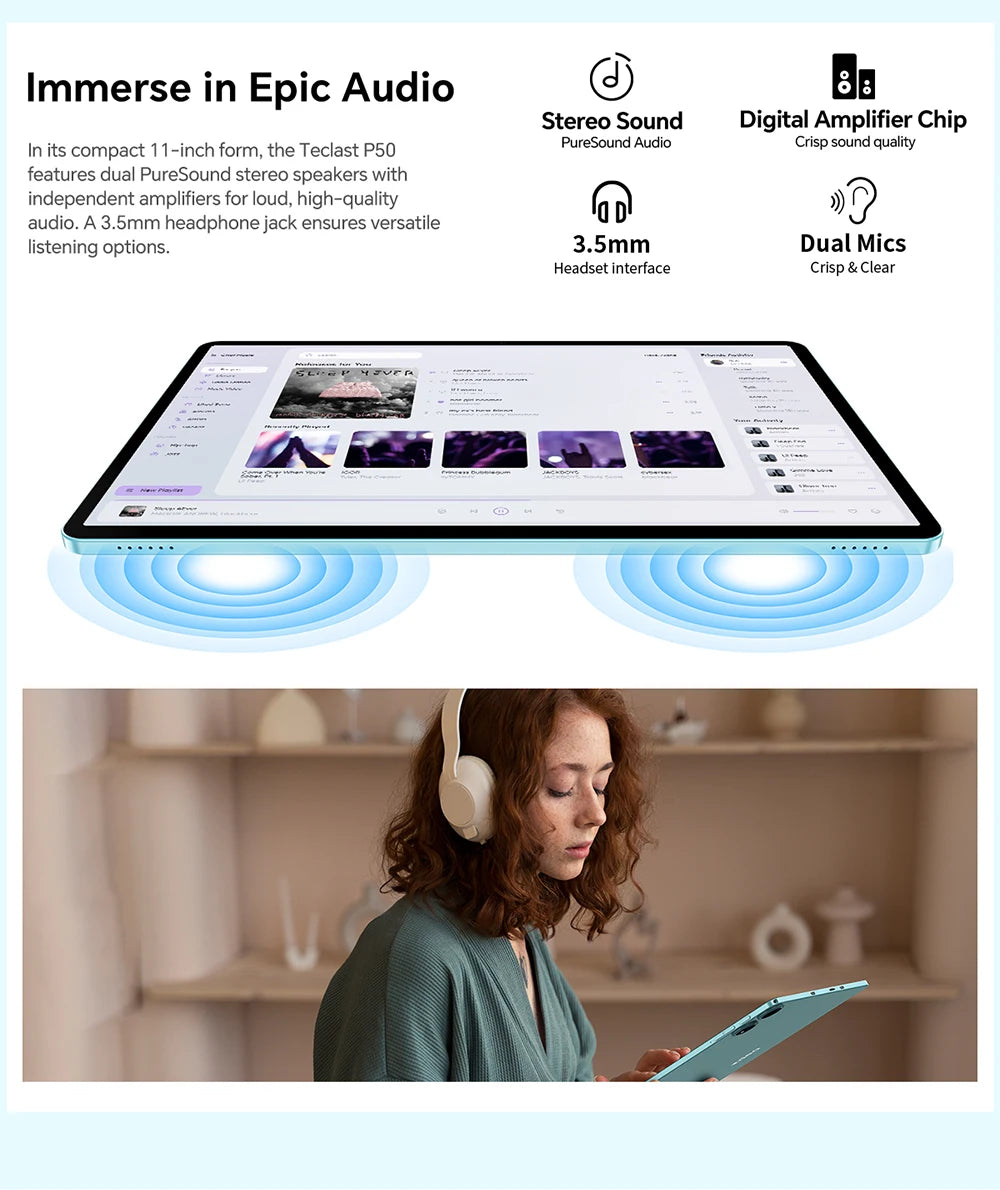 Teclast P50 2025 Android 15 Tablet 11 inch 90Hz Display T606 Octa-Core Max 20GB(8+12GB) RAM 128GB ROM 7000mAh Type-C 4G LTE GPS