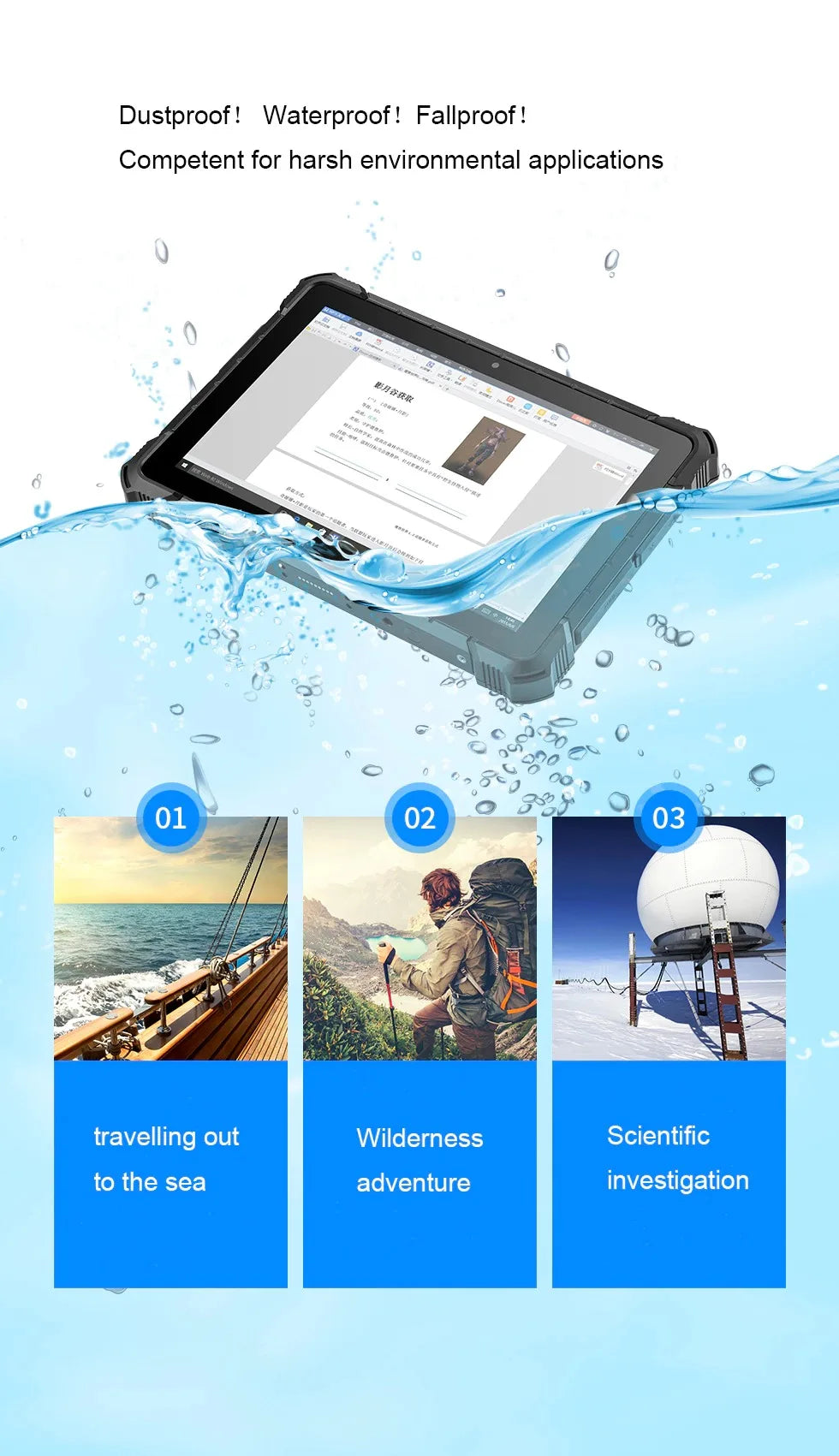 Pipo X4 10.1" Ip67 Waterproof Rugged Tablet For Industrial 12+256gb Windows 10 Pro Intel N100 With Finger Print And 2d Scanner