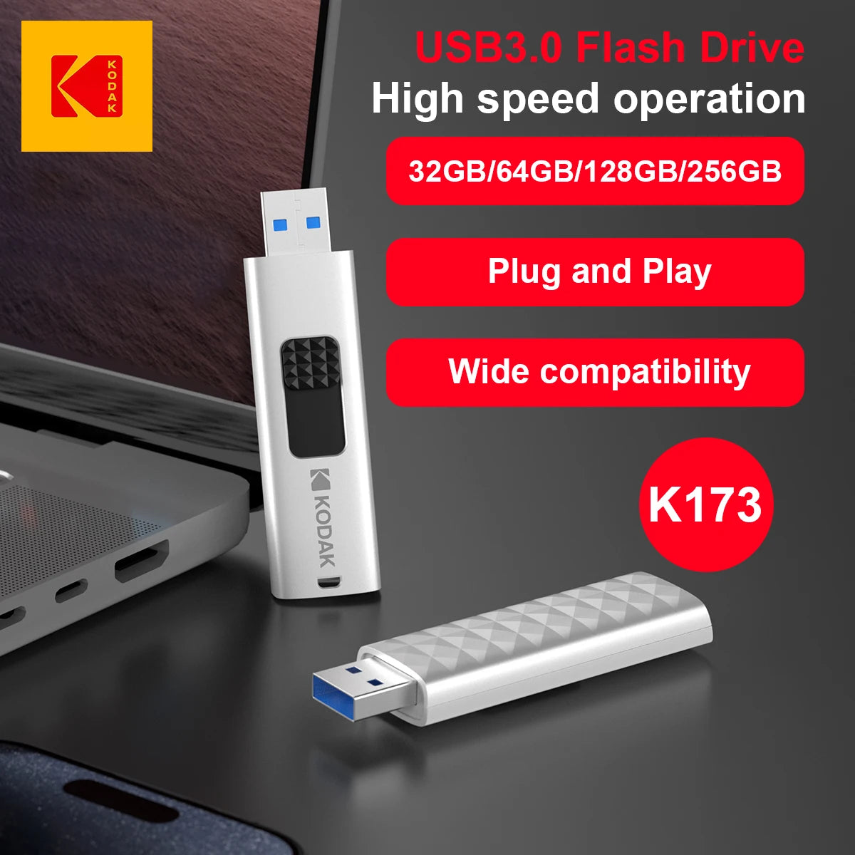 Kodak 256GB USB 3.0 Flash Drive High Speed -Portable Thumb Drive for PC/Laptop/TV, Photo Video Storage, Data Transfer, Plug&Pla