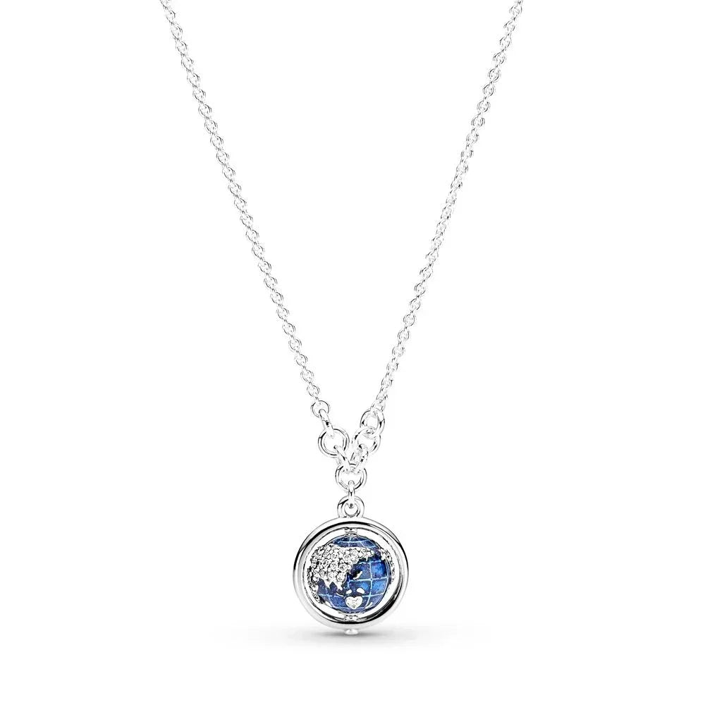 2021 New 100% 925 Sterling Silver pretty Sparkling Double Halo Collier Necklace Heart Family Tree Collier Fit Party Gift