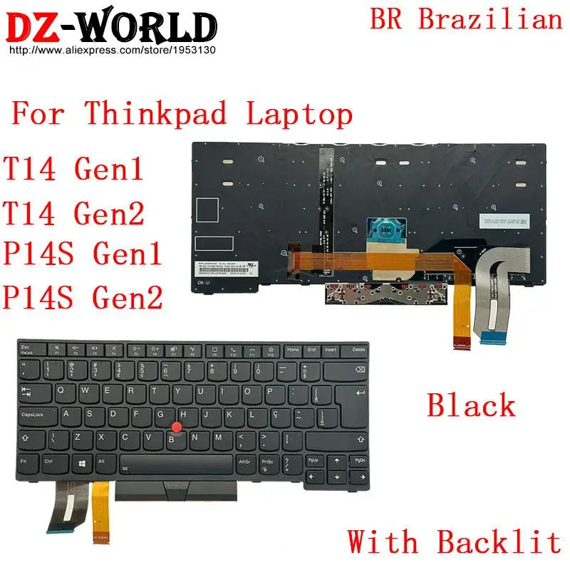 Backlit Keyboard for Lenovo Thinkpad T14 P14s Gen1 Gen2 Laptop US UK DE GR LAS BR 5N20V43904 5N20X68869 5N20V43915 5N20V43764