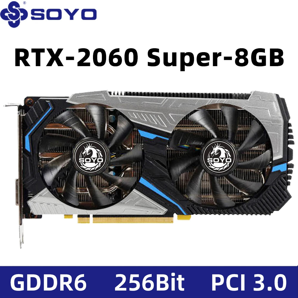 SOYO RTX 2060 Super 8GB Placa De Video Gaming Graphics Card GDDR6 256Bit 8Pin PCI Express 3.0x16 rtx 2060 super 8gb game PC
