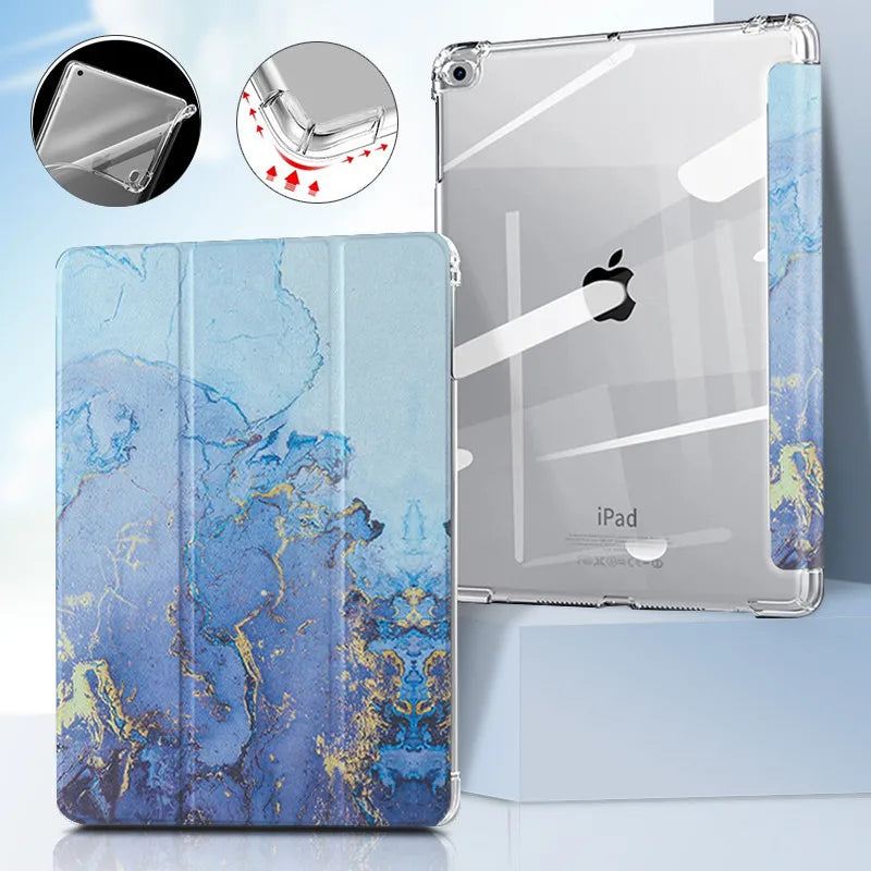 For iPad 11 2021/2020/9.7 5/6th case 10.2 9th 7th/8th Marble Leather Smart Cover for iPad2 Air 1/2 Mini 1/2/3/4/5/6 pro10.5 case