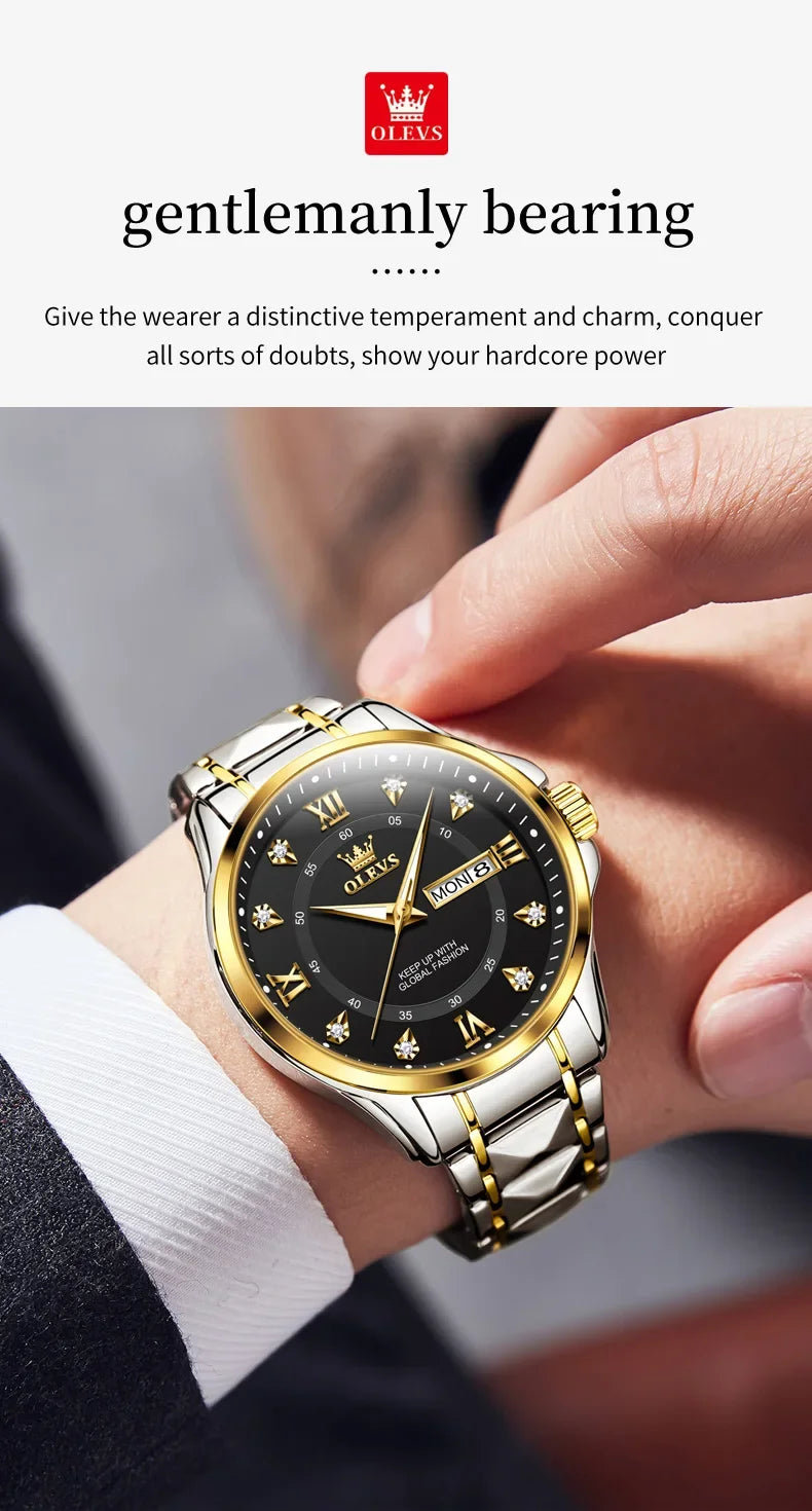 OLEVS 2906 Fashion Date Quartz Couple Watches Top Luxury Watch Men Women Waterproof Stainless Steel Wristwatch