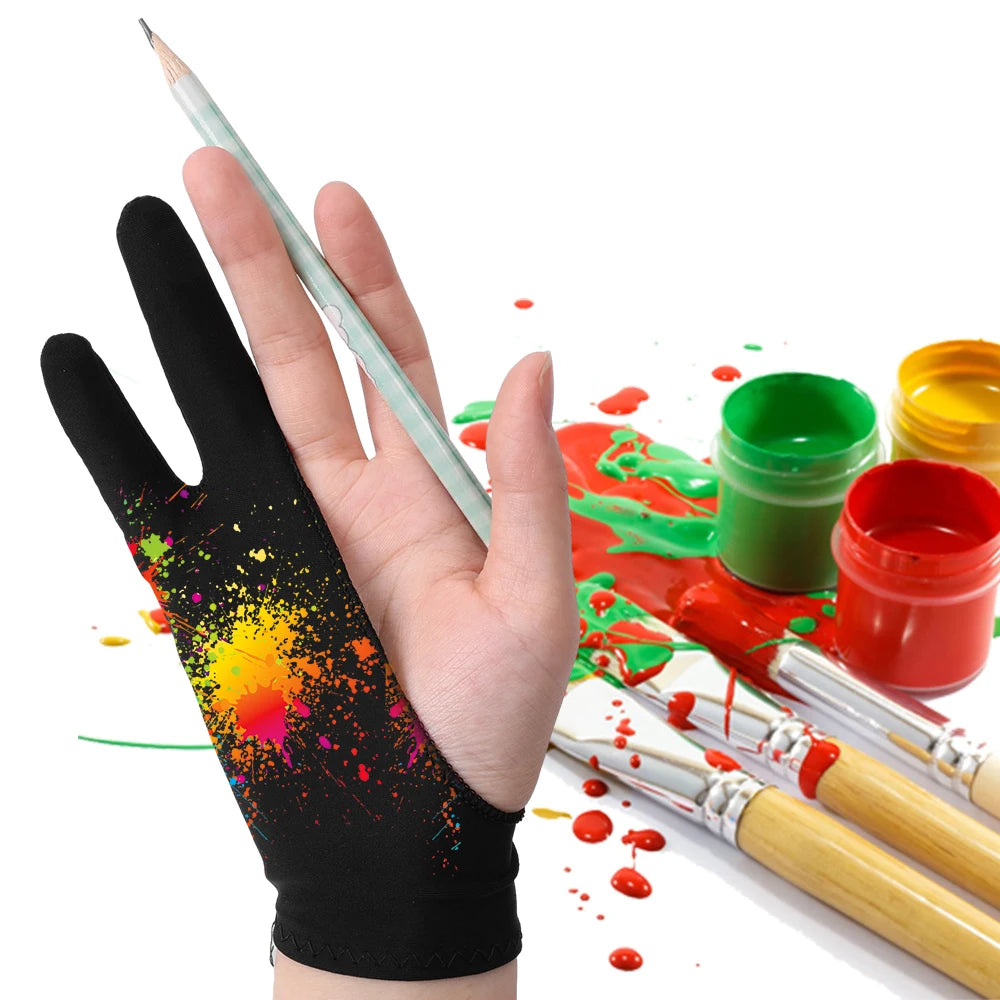 1-4Pcs Two-finger Artist Glove Palm Rejection Tablet Drawing Gloves for iPad Pro Air Graphic Tablet Smudge Guard Painting Gloves