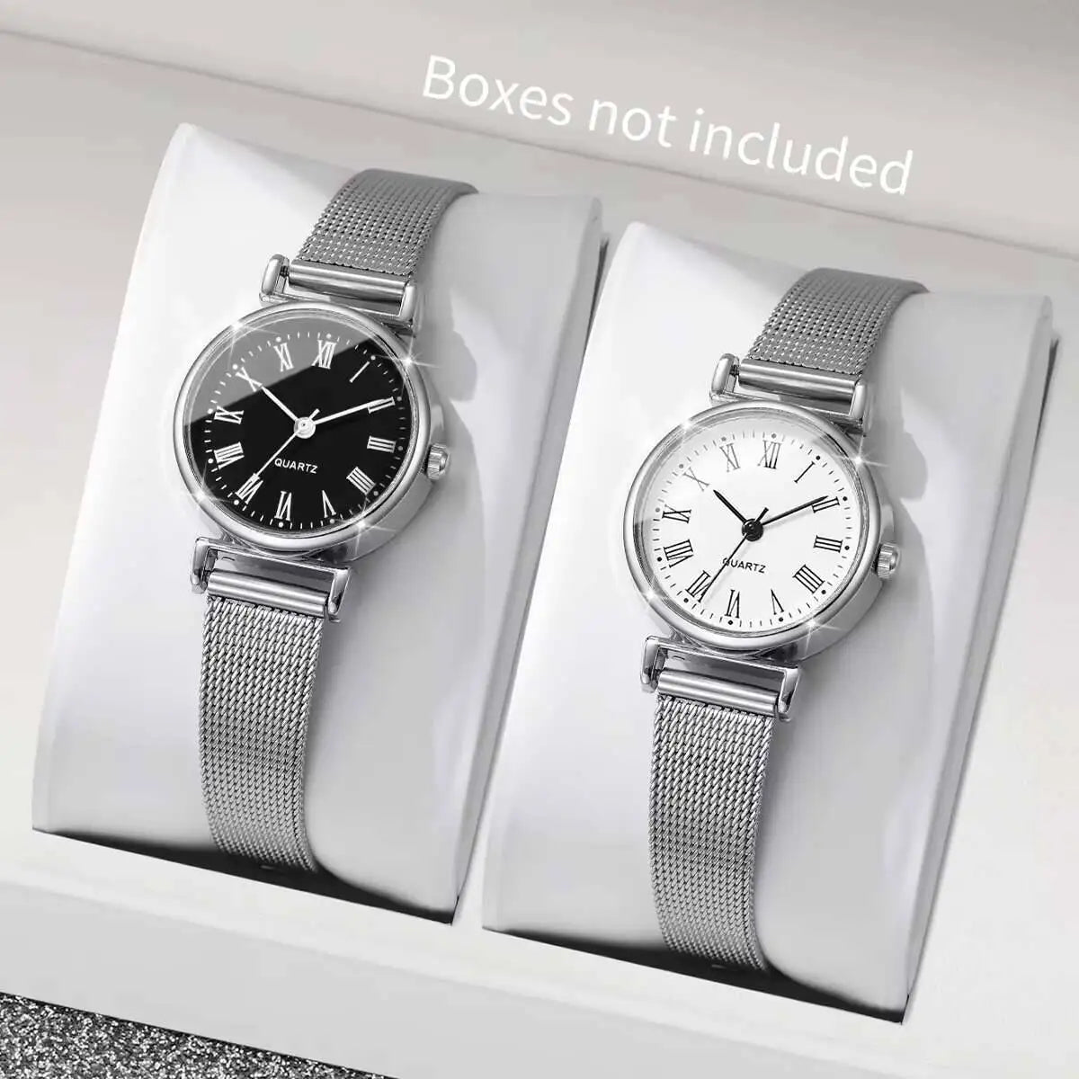 1/2PCS Fashion Women Watches Casual Roma Dial Mesh Band Quartz Wristwatch Reloj Mujer（Without Box）