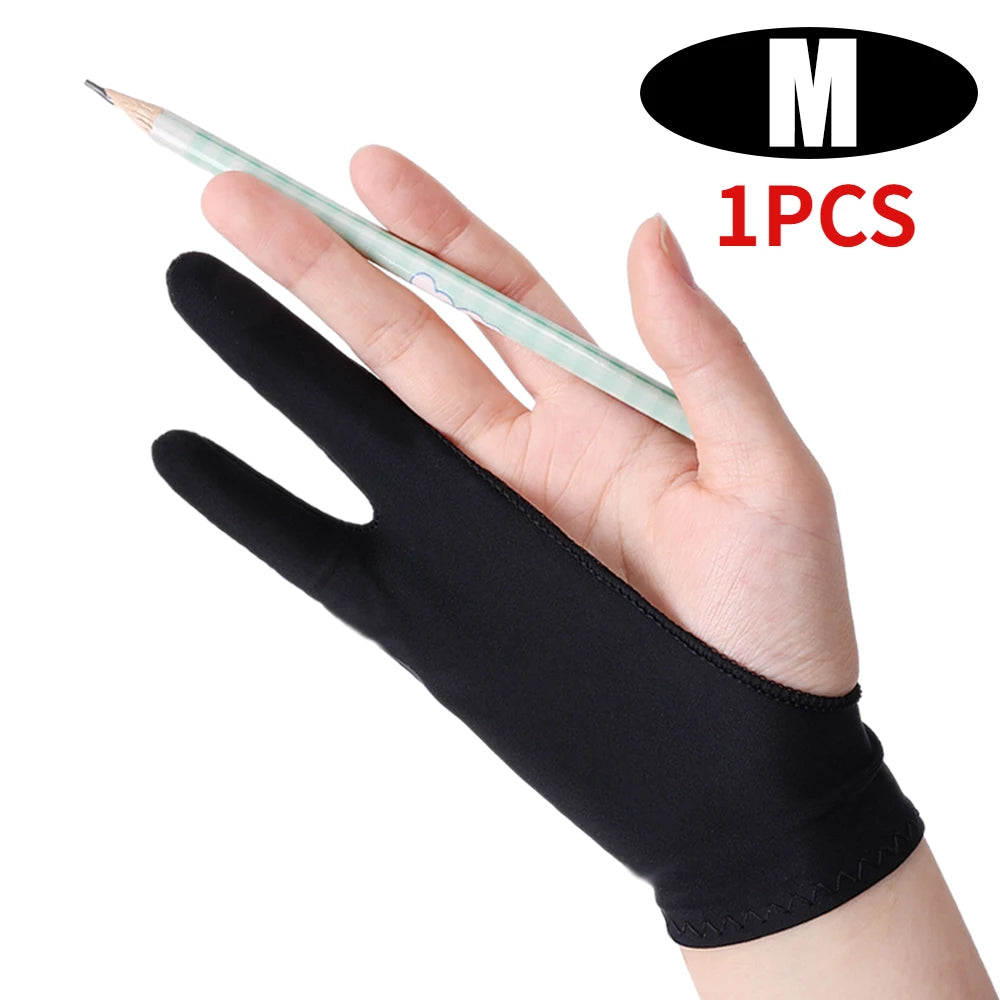 1-4Pcs Two-finger Artist Glove Palm Rejection Tablet Drawing Gloves for iPad Pro Air Graphic Tablet Smudge Guard Painting Gloves