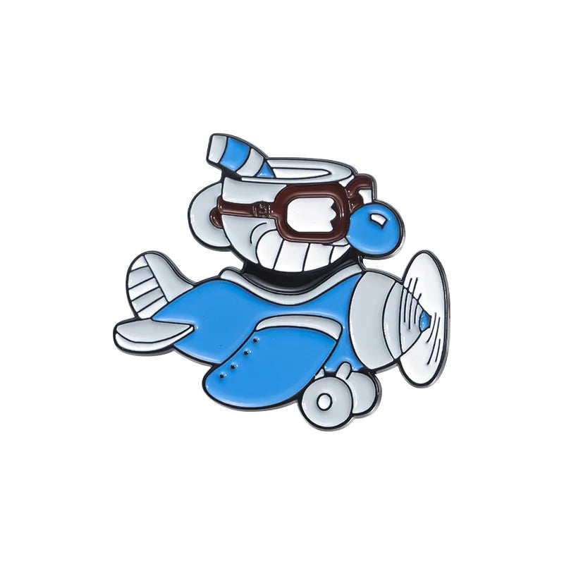 Shooting Game Cup Enamel Pins Creative Cuphead  Fighting Comic Character Lapel Badges Backpack Jewelry Gifts For Friends