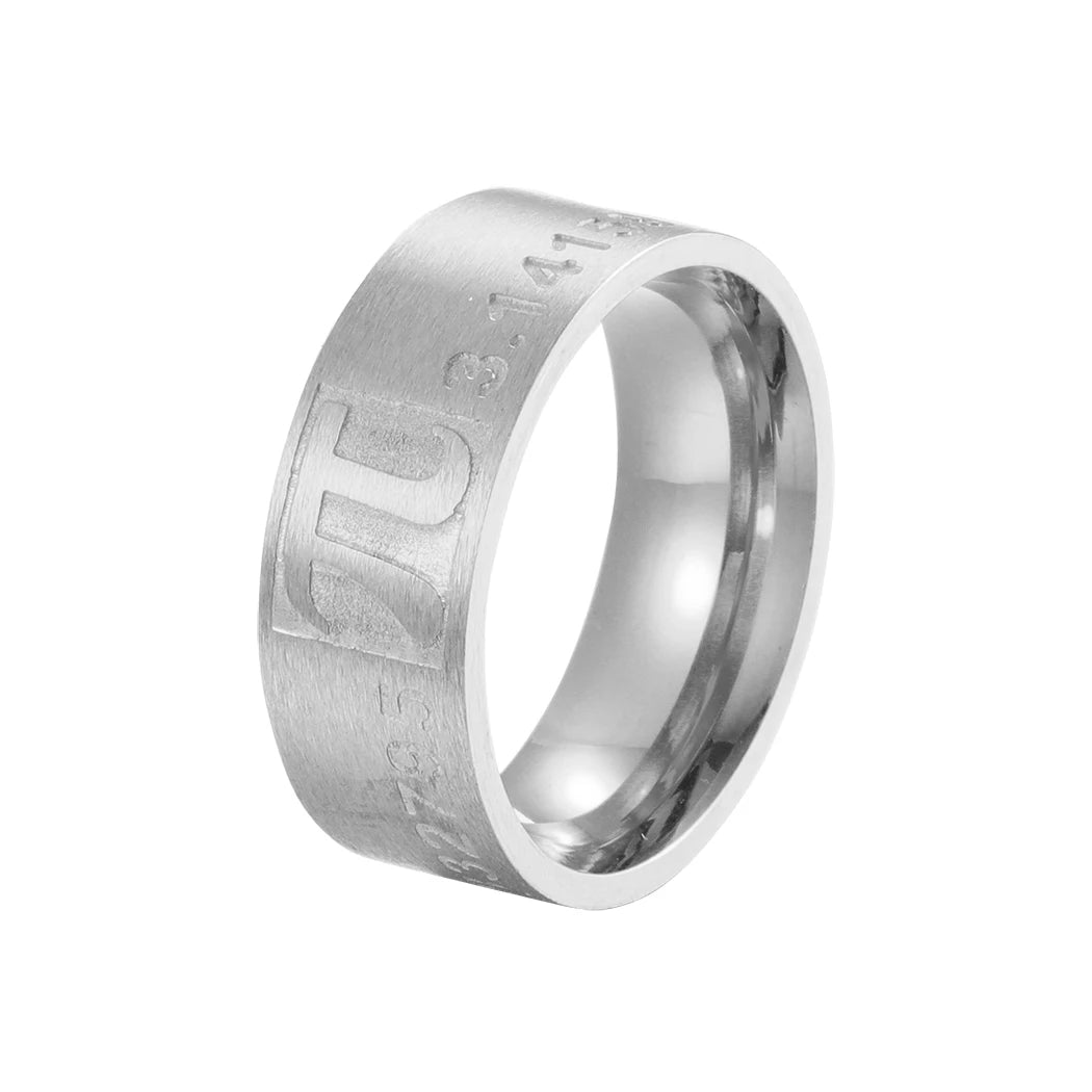 QIAMNI 2022 Vintage Number Pi Symbol Finger Ring Fashion Width Stainless Steel Math Lovers Jewelry For Men Women Graduation Gift