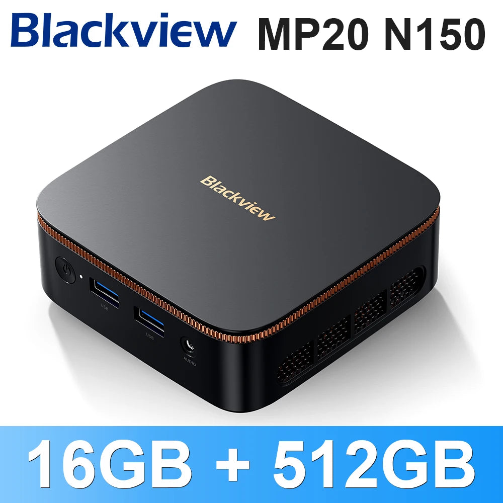 Blackview Mini PC MP20 Intel Twin Lake N150 Desktop Computer up to 3.6GHz 16GB DDR4 512GB SSD Wifi6 4 Cores 4 Threads Windows 11 Pro