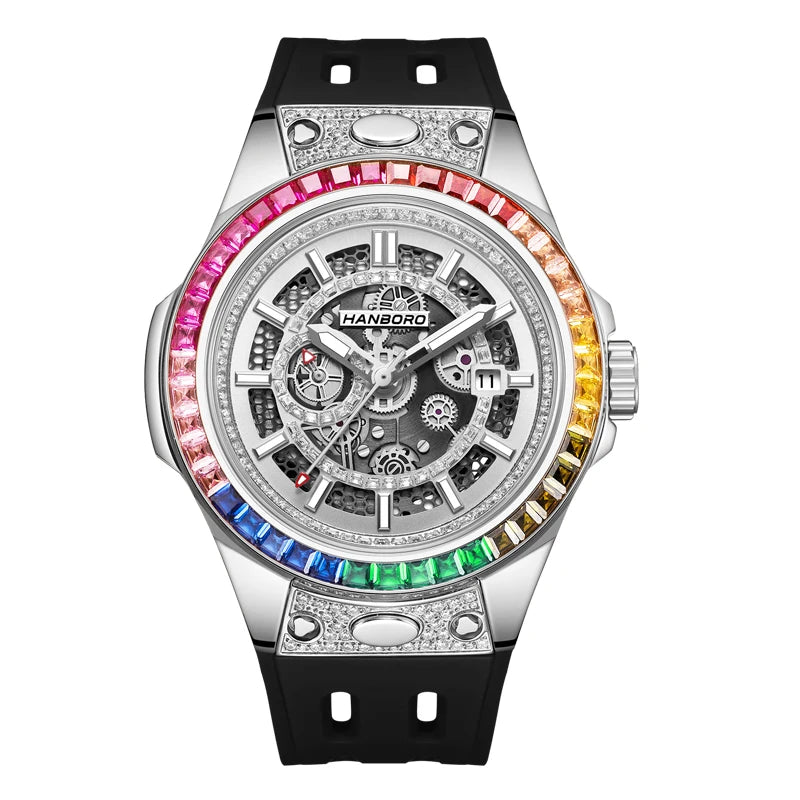 HANBORO super Bang Collection Fashion Light Luxury Quick Release Replaceable Strap Men's Automatic Mechanical Watch