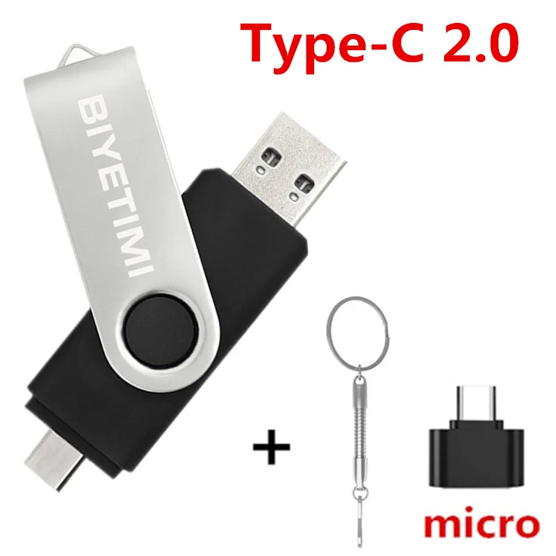 Biyetimi Type C usb flash drive 128GB OTG 2.0 64GB pen drive 32GB real capacity usb флэш-накопител memory stick for phone ＆ cPC