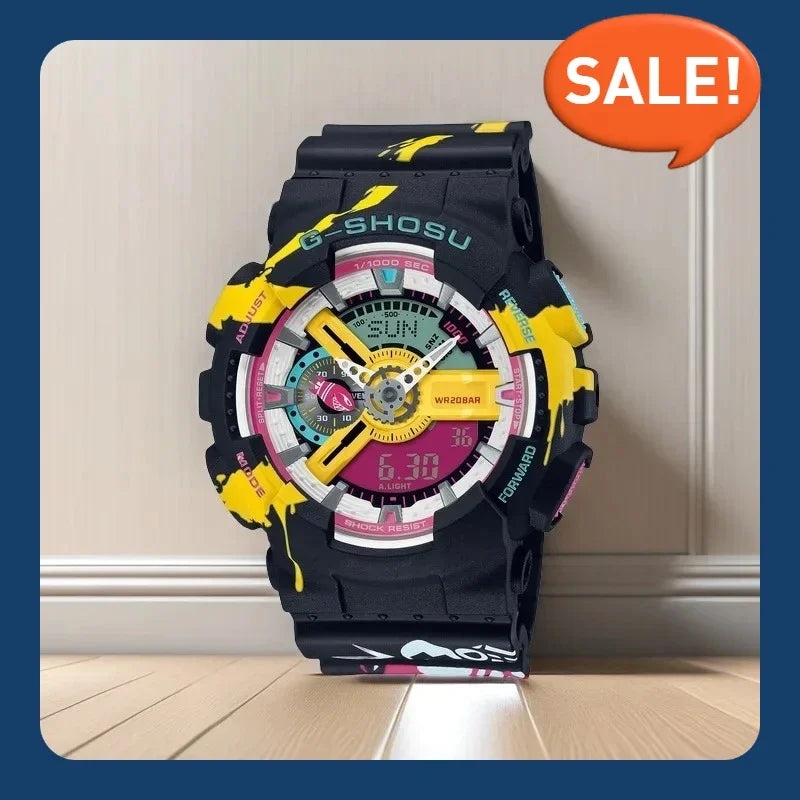 Sport Electronic Digital Unisex Watch Large Dial Fully Functional Dual Display World Time Oak Series
