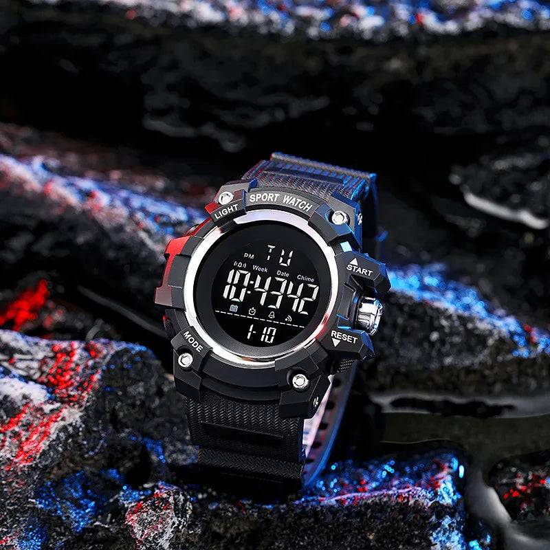Large dial outdoor sports electronic watch, children's multifunctional alarm clock electronic watch