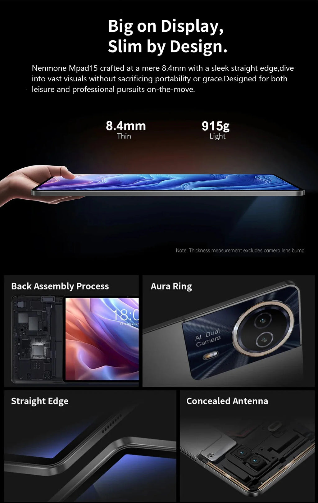 Nenmone Mpad15 Real 14" FHD Display Android 14 Tablet 14 Inch 4G LTE Unisoc T616 Octa Core 16GB RAM 512GB ROM 12000mAh Battery