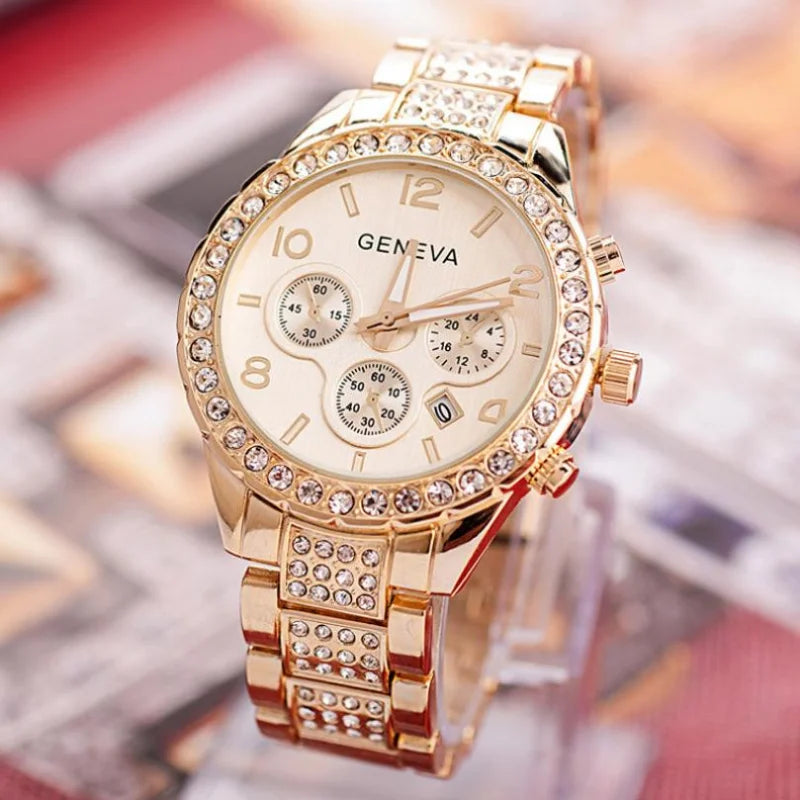 Luxury Crystal Women Watches Women Rose Gold Watches Ladies Watch Geneva relogio feminino horloge dames uhr damen reloj mujer
