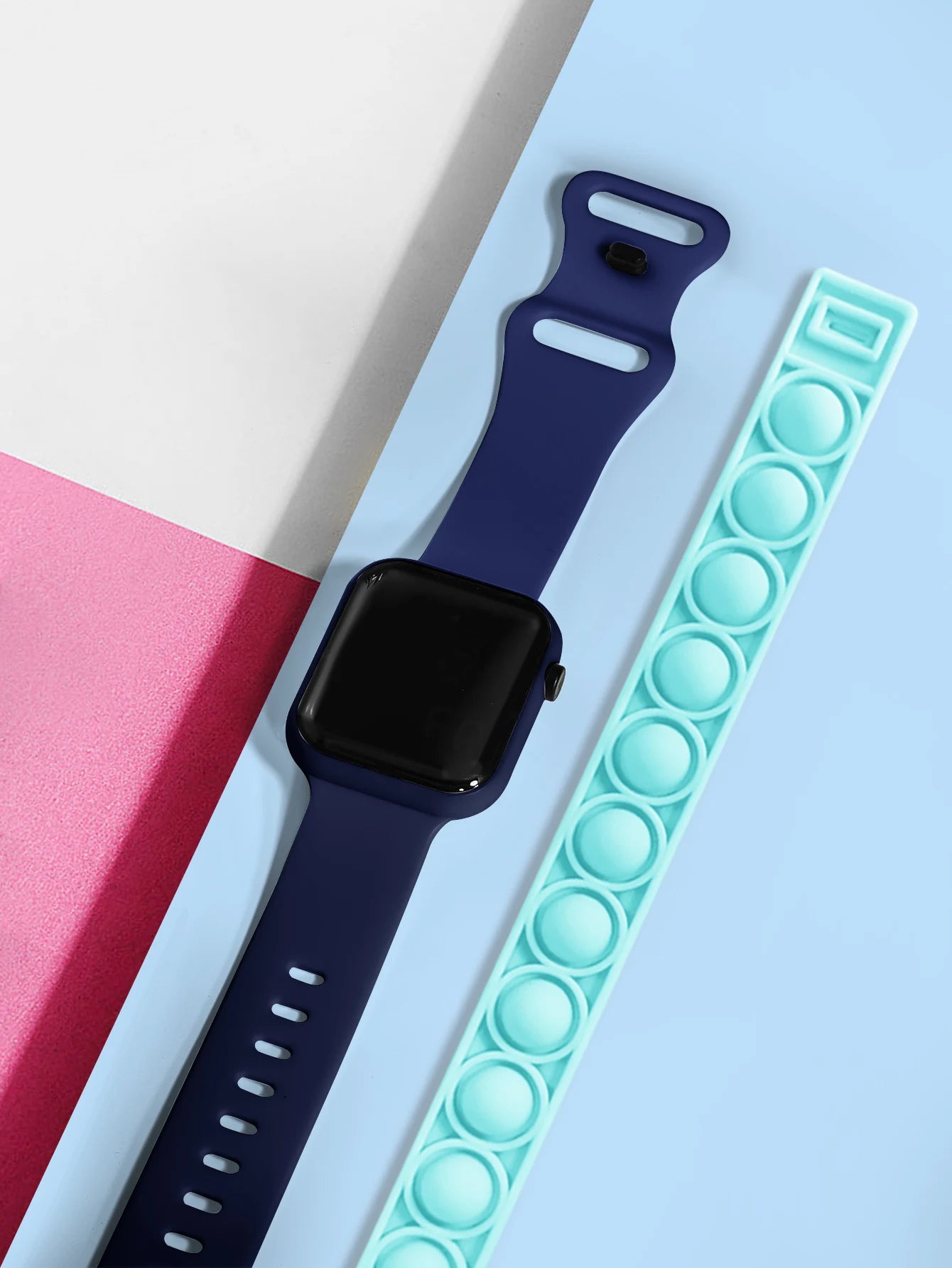 2PCS Children's Smart Watch Bracelet Simple and Fashionable Student Outdoor Sports Electronic Watch Gift for Boys and Girls