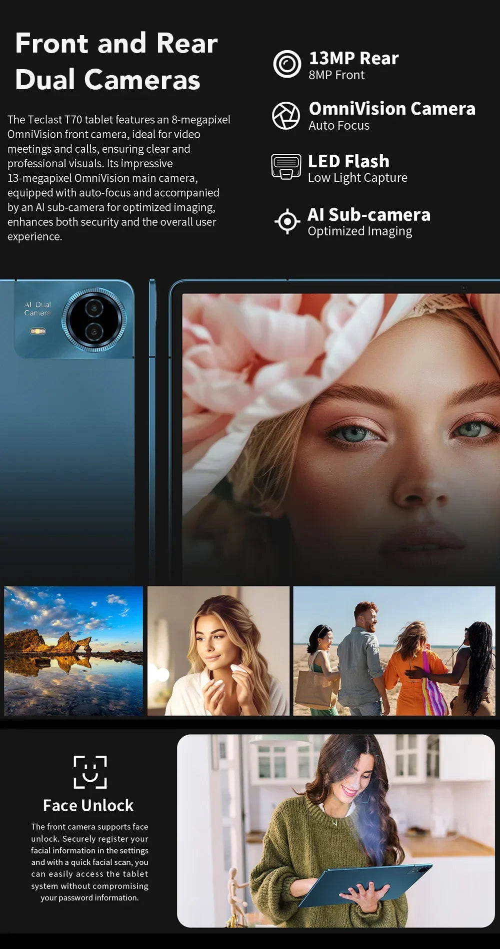 Teclast T70 Tablet MTK Helio G99 Android 14 8GB RAM 256GB ROM 14" 1920x1200 Display 13MP+8MP 4G LTE Global Version 10000mAh