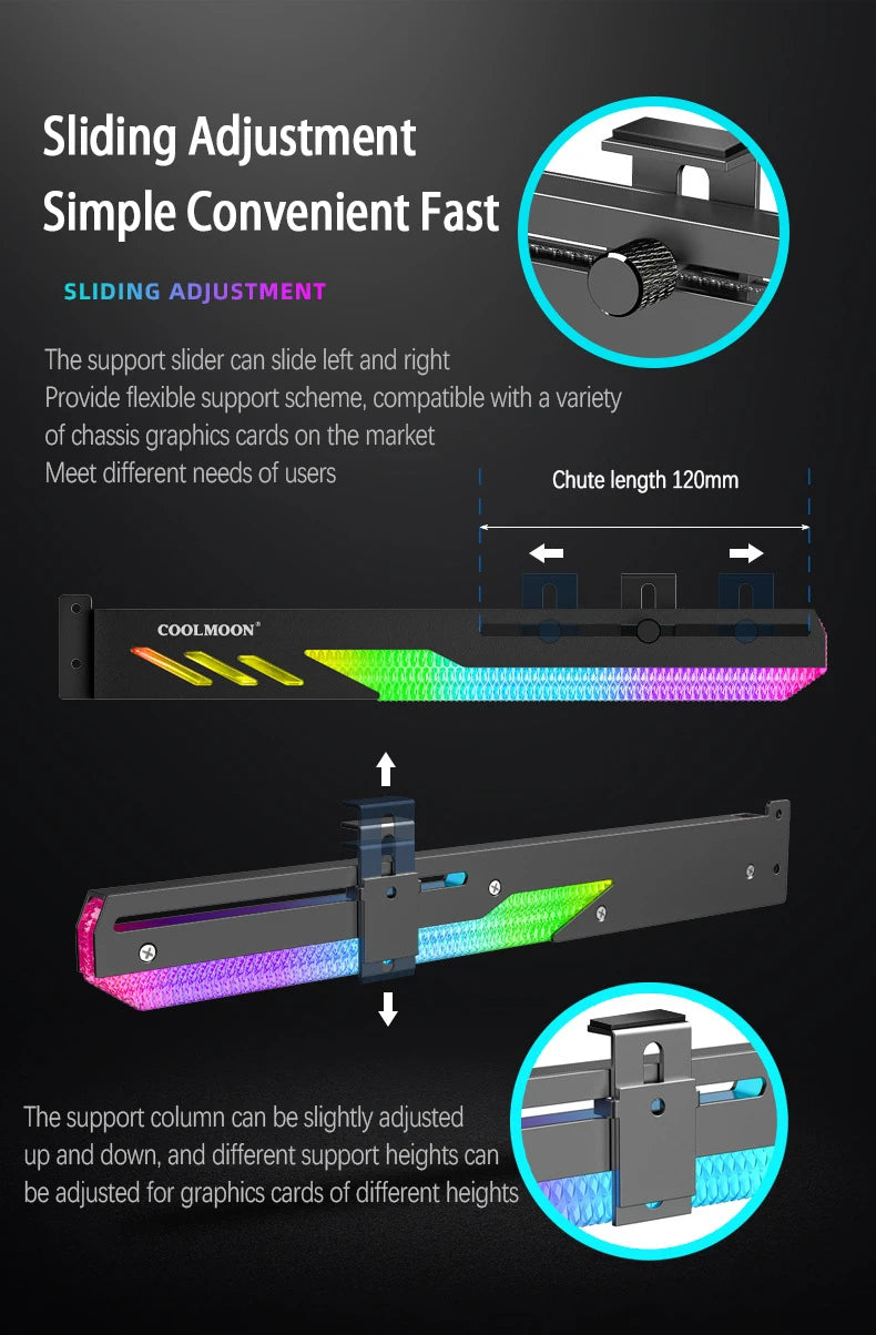 GT8 Dragon Scale Horizontal Mounted Graphics Card Bracket ARGB Desktop Computer Fixed Graphics Card Companion Support Bracket