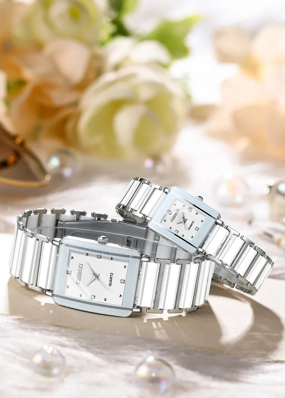 Couple Watch Waterproof Top Brand Luxury Watch for Women Men With Ceramics And Metal Strap Relojes Para Mujer