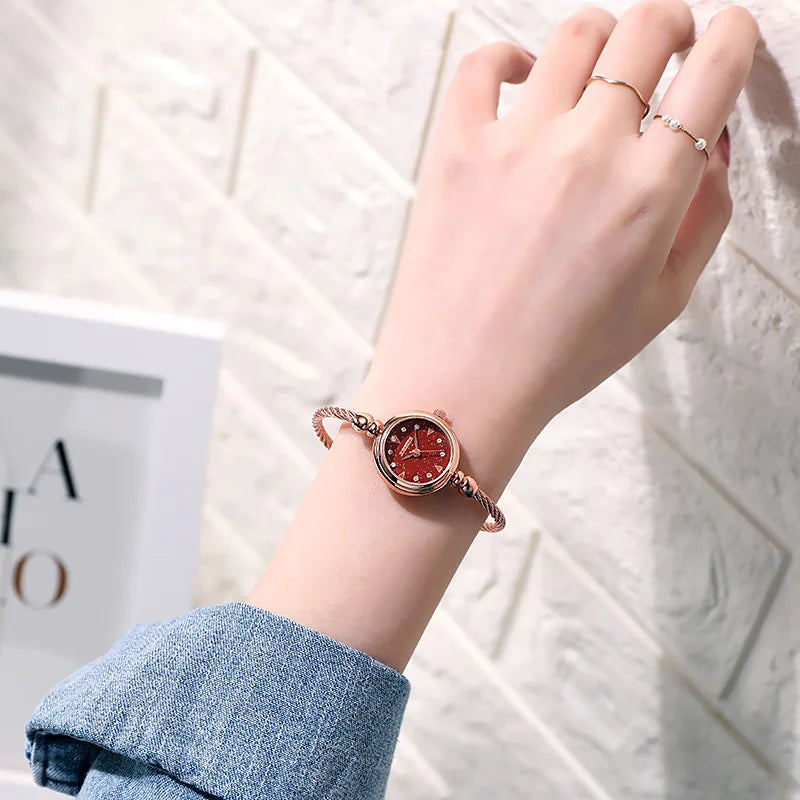 2PCS Fashion Luxury Women's Watch Gold Fine Strap Ladies Watch For Bracelet Montre Femme Female Wrist Watch Women Clock Relojes