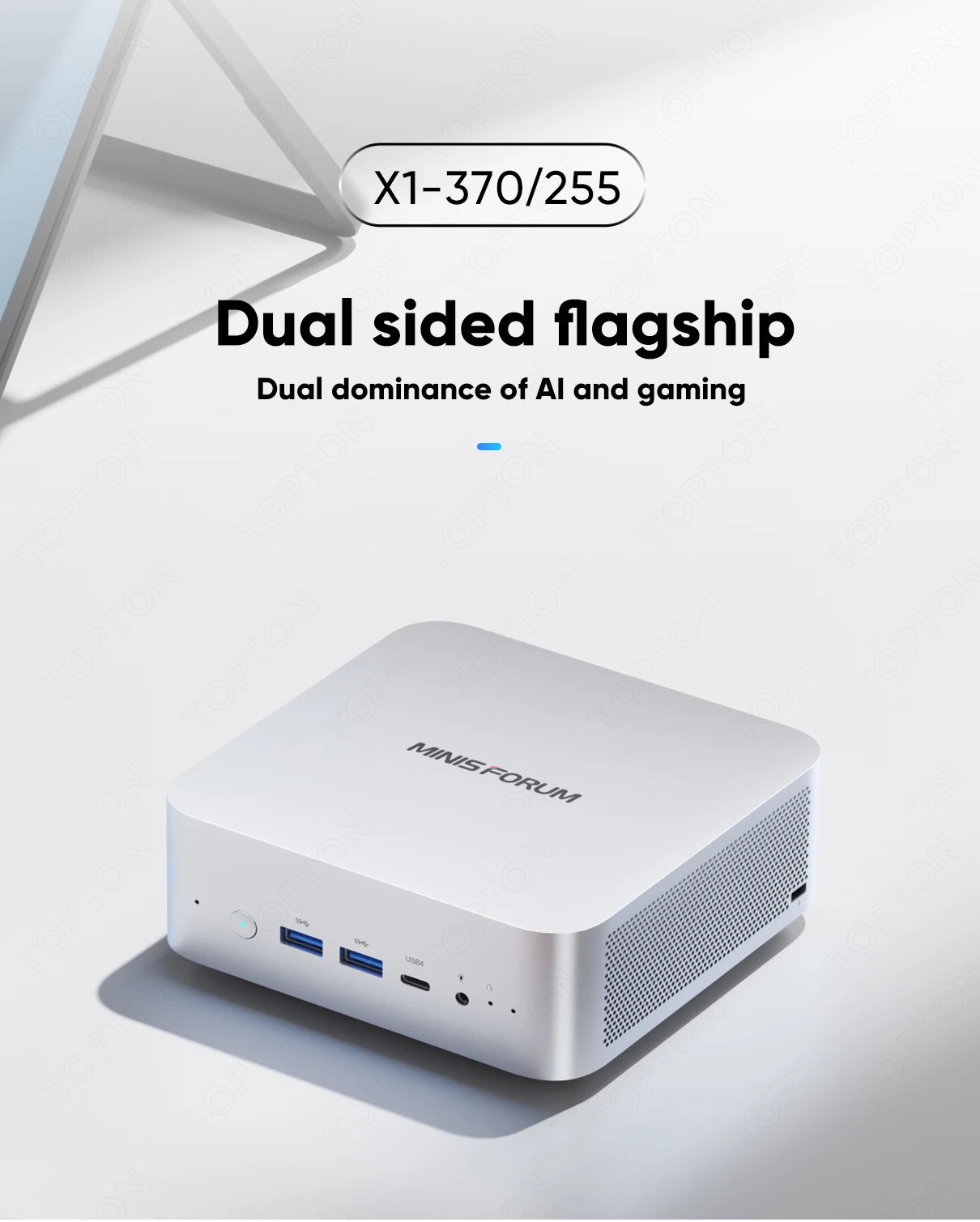 MINISFORUM AI X1 370 255 Mini Computer AMD Ryzen AI 9 HX 370 R7 255 OCuLink 2*USB4 Built-in Dual Speaker Gaming Desktop PC WiFi7