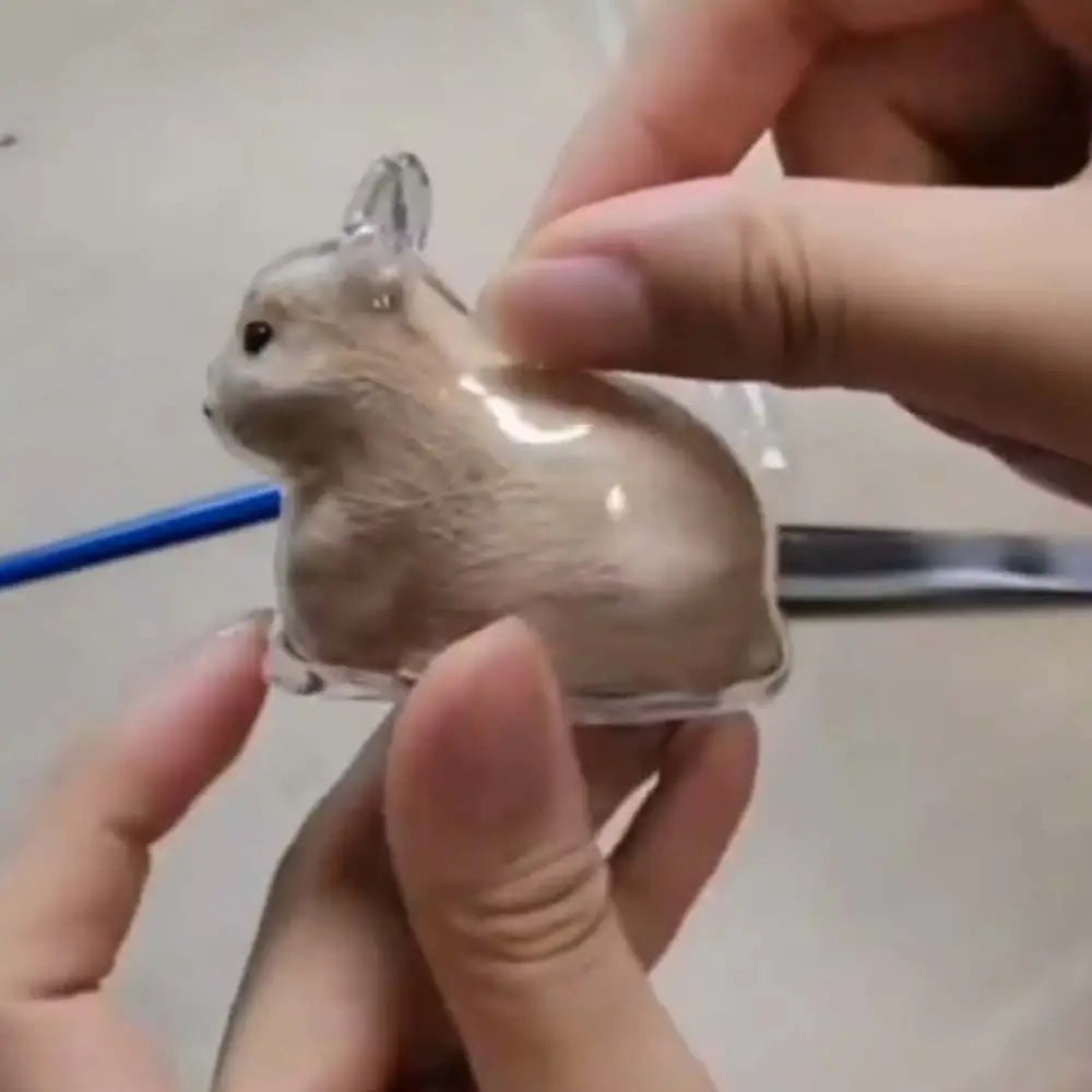 Transparent Acrylic Keychain Cat Hair Storage Capsule Handmade Animal Shaped Rabbit Hair Storage Box Cute Stylish
